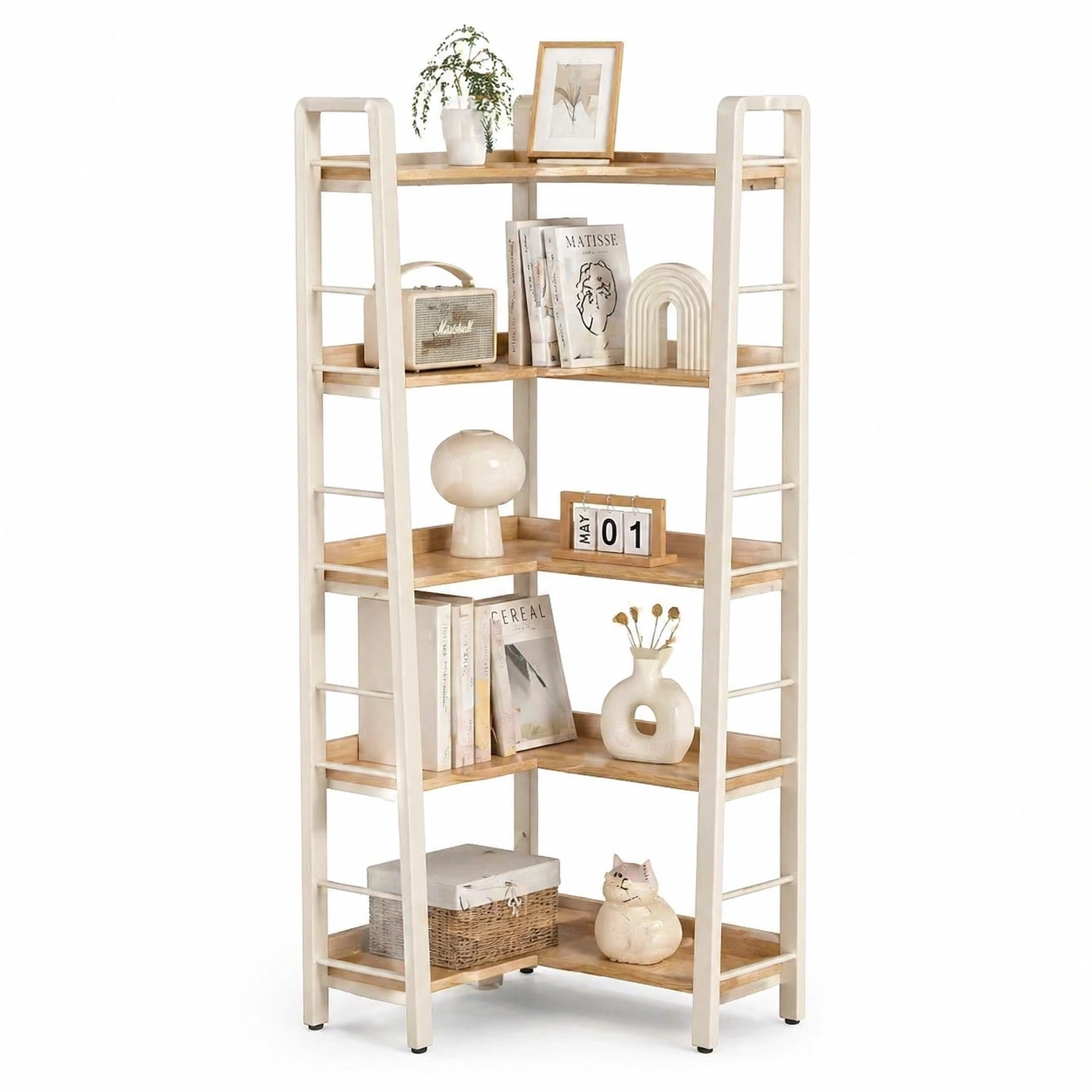 Etagere d'angle bois et metal